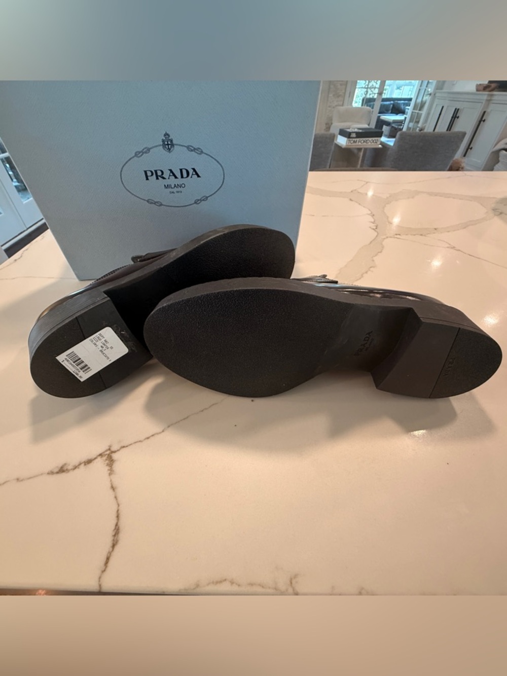 Prada Brown Leather Platform Womens Loafers Brown New 40.5 - Picture 4 of 4